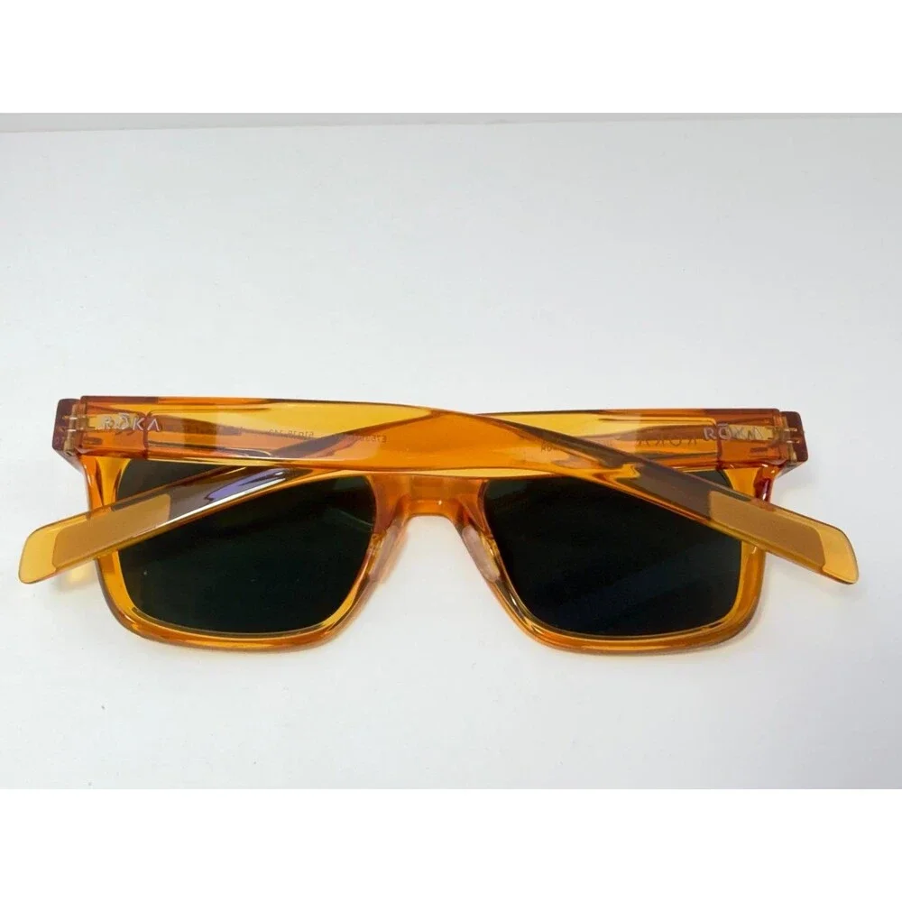 RŌKA Lockhart E7538 0451 Sunglasses Women's Amber Square Polarized Green Lenses